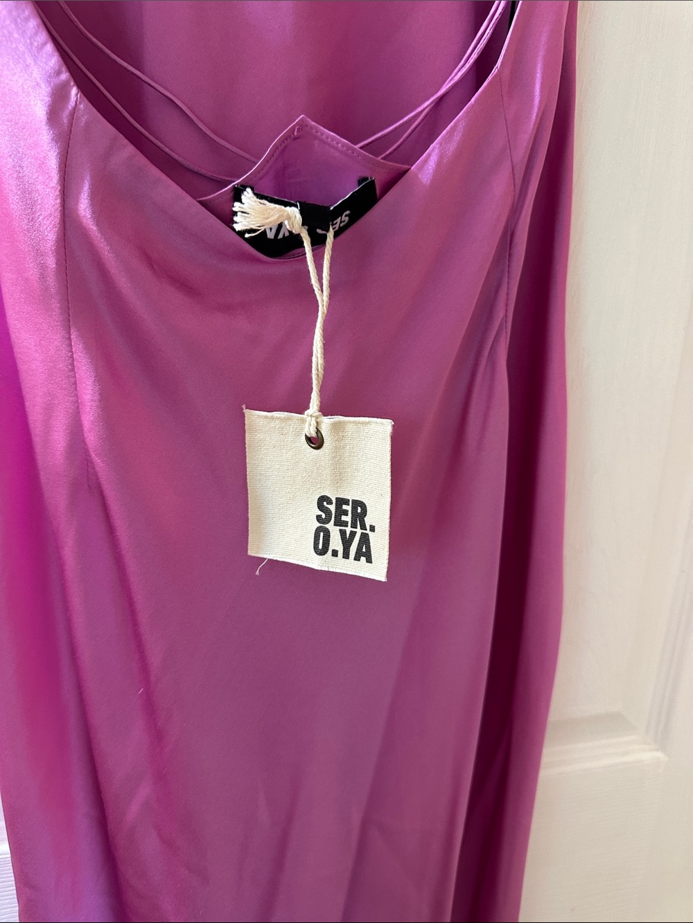 SER.O.YA Pink Silk Asymmetric Sweet Heart Neckline Long Dress Size S - Picture 5 of 16